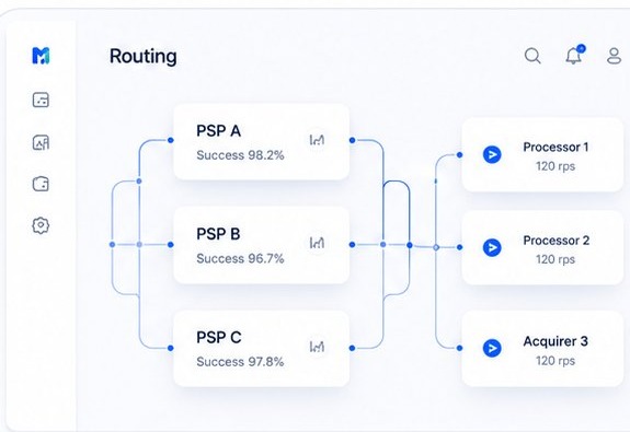Payment routing optimization dashboard mockup