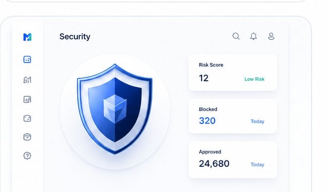 Security and fraud control dashboard mockup